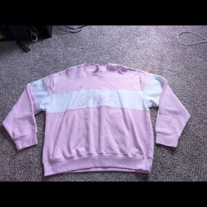 PINK Victoria's Secret Light Pink and White Crew Neck Sweater